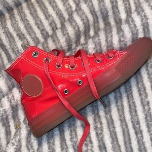 Coral converse high tops